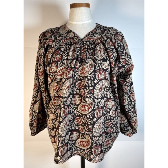 Emerson Fry Tops - Emerson Fry India Collection Lucy 2 Blouse in Paisley Black Clay Top Size XS EUC